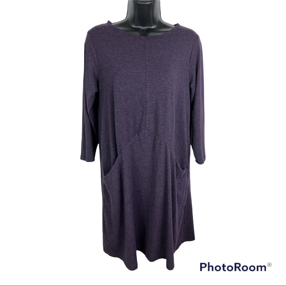 Cut Loose Sz S Purple Long Sleeve Shift Dress Lagenlook Minimalist